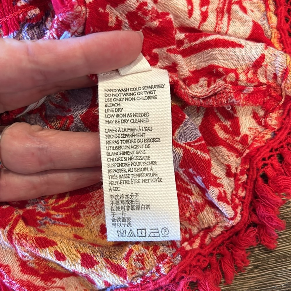 FREE PEOPLE kahlo  Red Floral Boho 2-Piece Halter Top & Tiered Maxi Skirt Set xs - Picture 7 of 16